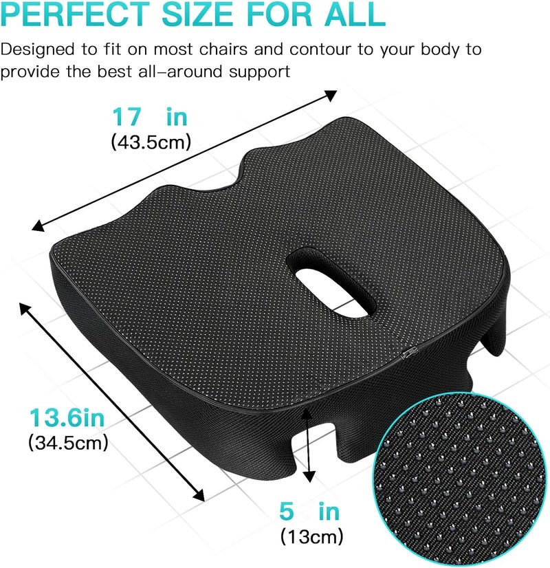 Benazcap Standard Memory Seat Cushion for Office Chair Pressure Relief Sciatica & Tailbone Pain Relief Firm Coccyx Pad for Long Sitting, Office Chair, Gaming Chair and Car Seat-Black, Standard Size - Image 2